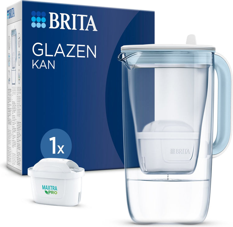 Brita - carafe filtrante en verre durable - 2,5 l - bleu - incl. 1 cartouche filtrante maxtra pro pure performance