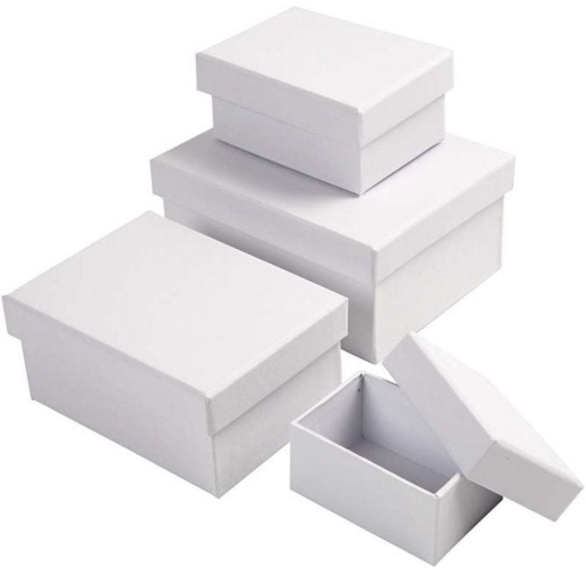 Creativ Company Boîtes rectangulaires blanches avec couvercle, 4e.