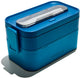 Boîte à lunch Muitomas - 1,7 litres - différents compartiments - passe au micro-ondes et au lave-vaisselle - couverts inclus - bleu