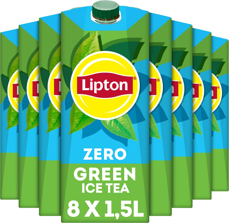 Pack vert de thé glacé Lipton - zéro sucre - sans sucre - 8 x 1500 ml - pack économique