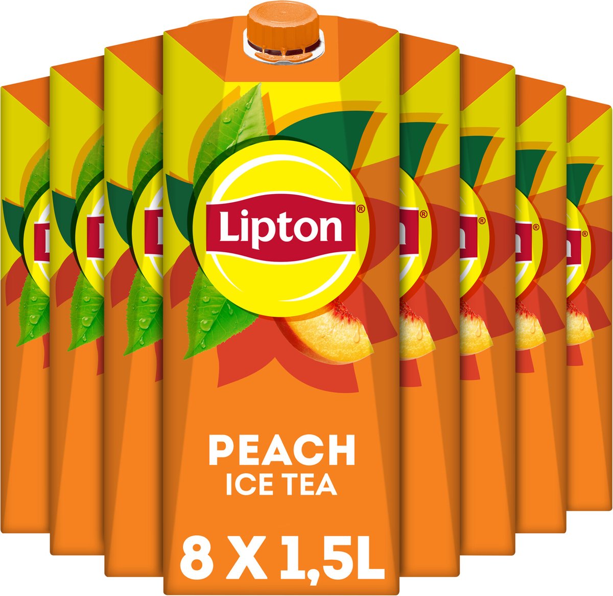 Thé glacé Lipton - pêche - faible en calories - 8 x 1500 ml