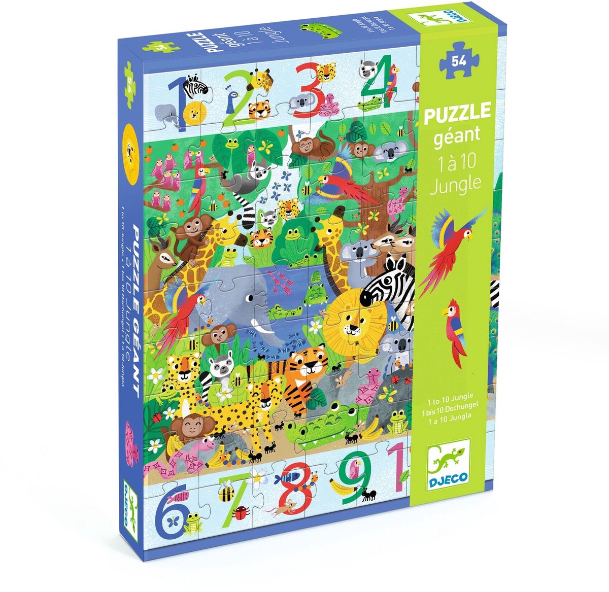 Djeco – dj07148 – puzzle jungle 54 pièces – comptant de 1 à 10