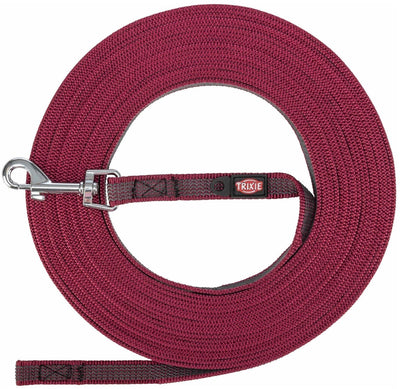 Laisse pour chien Trixie - ligne de remorquage sangria 15mtr s m - recouverte de caoutchouc, sans boucle de main