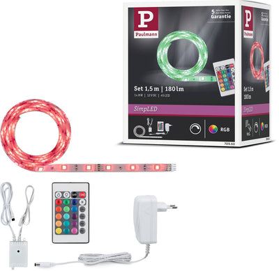 Paulmann bande led simple 1,5 mètres rgb - kit plug play - 8w - 12v - blanc - métal plastique