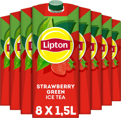 Pack vert de thé glacé Lipton - fraise - faible en sucre - 8 x 1500 ml - pack économique