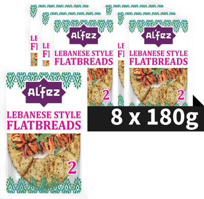 Pain plat libanais Al'fez al'fez - 8 x 180 grammes - wrap libanais - végétarien - herbes za'atar - wraps cuits au tandoor - pack économique