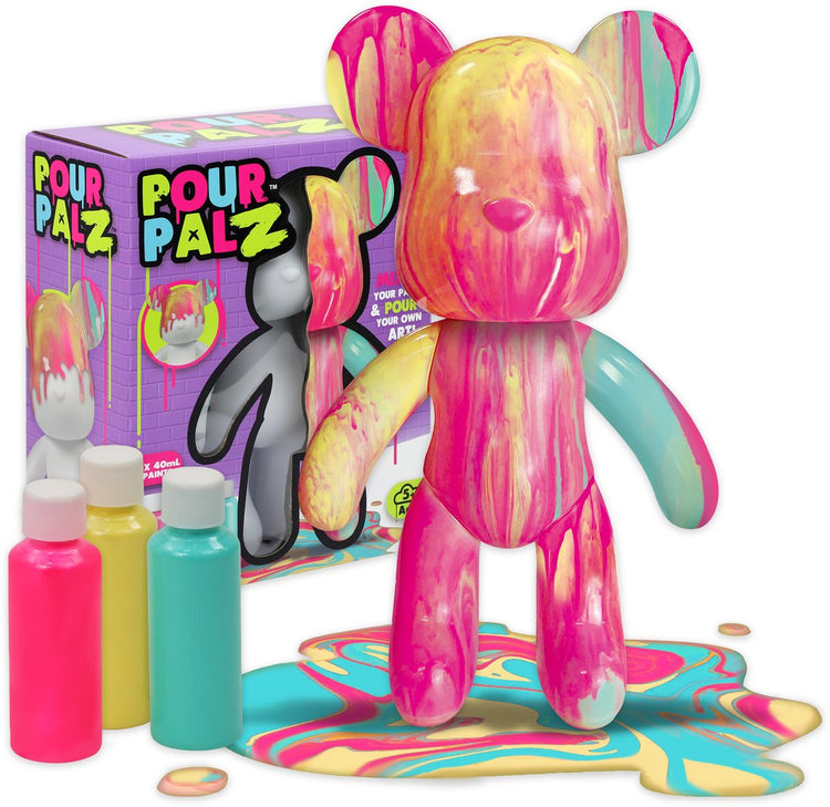 Spectron pour Palz Bubblegum Pop Bear Kit de peinture pouring - incl. 3 couleurs de peinture acrylique