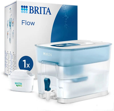 Brita - carafe filtrante à eau - flow cool - filtre à eau - distributeur d'eau - 8,2 l - bleu - incl. 1 cartouche filtrante tout-en-1 maxtra pro