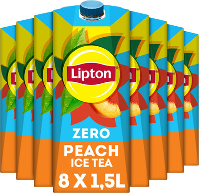 Thé glacé Lipton pêche - zéro sucre - plein de saveur, sans sucre - 8 x 1500 ml - pack économique