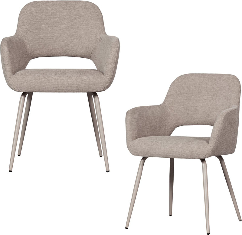 Chaises de salle à manger Woood Jenny - polyester - naturel - lot de 2