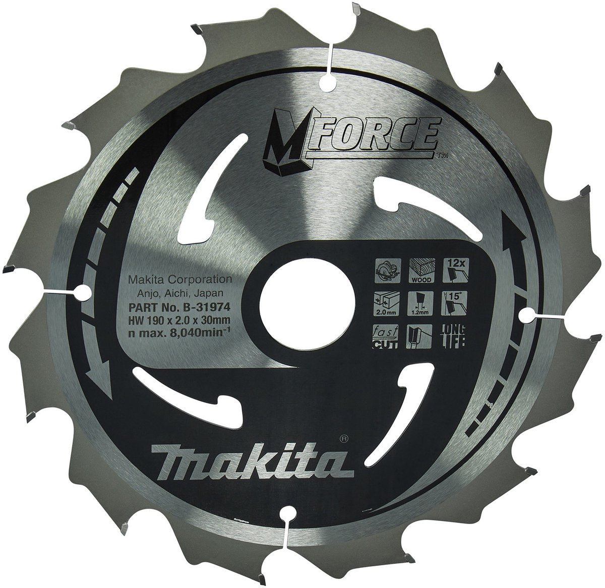 Accessoires Makita lame de scie circulaire bois | mforce 190x30x2.0 12t 15g - b-31974 - b-31974