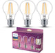 Lampe LED Philips - forme de lampe standard avec culot E27 - lumière blanc chaud : 2700k - 60w - verre transparent - pack de 3