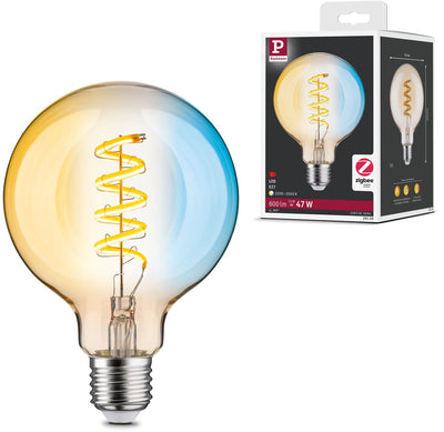 Paulmann Filament 230 V Smart Home Zigbee 3.0 Globe LED G95 E27 600LM 7,5W Blanc réglable à intensité variable Or