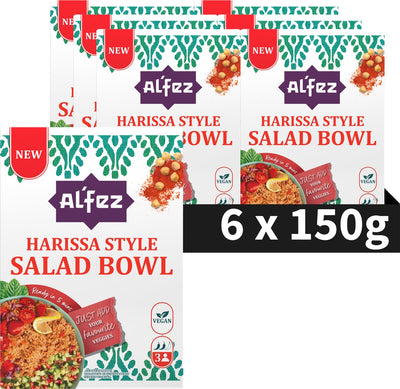 Saladier harissa Al'fez al'fez - 6 x 150 grammes - salade de couscous végétalienne - herbes épicées - pack économique