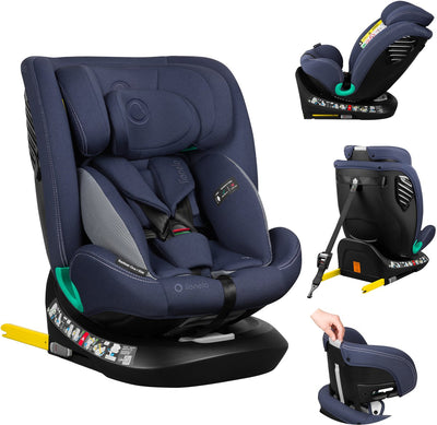 Siège auto Lionelo Bastiaan One i‑size – attache supérieure ISOFIX 4 en 1 – vers l'arrière – base pivotante à 360° – appui-tête réglable en mousse à mémoire de forme – 40–150 cm – utilisation longue durée haut niveau de sécurité