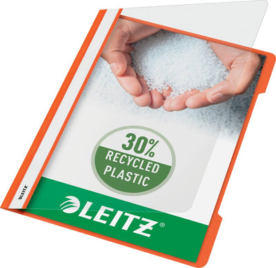 Fixateur rapide Leitz a4 - 30 % de plastique recyclé pré-consommation - 25 pièces - orange