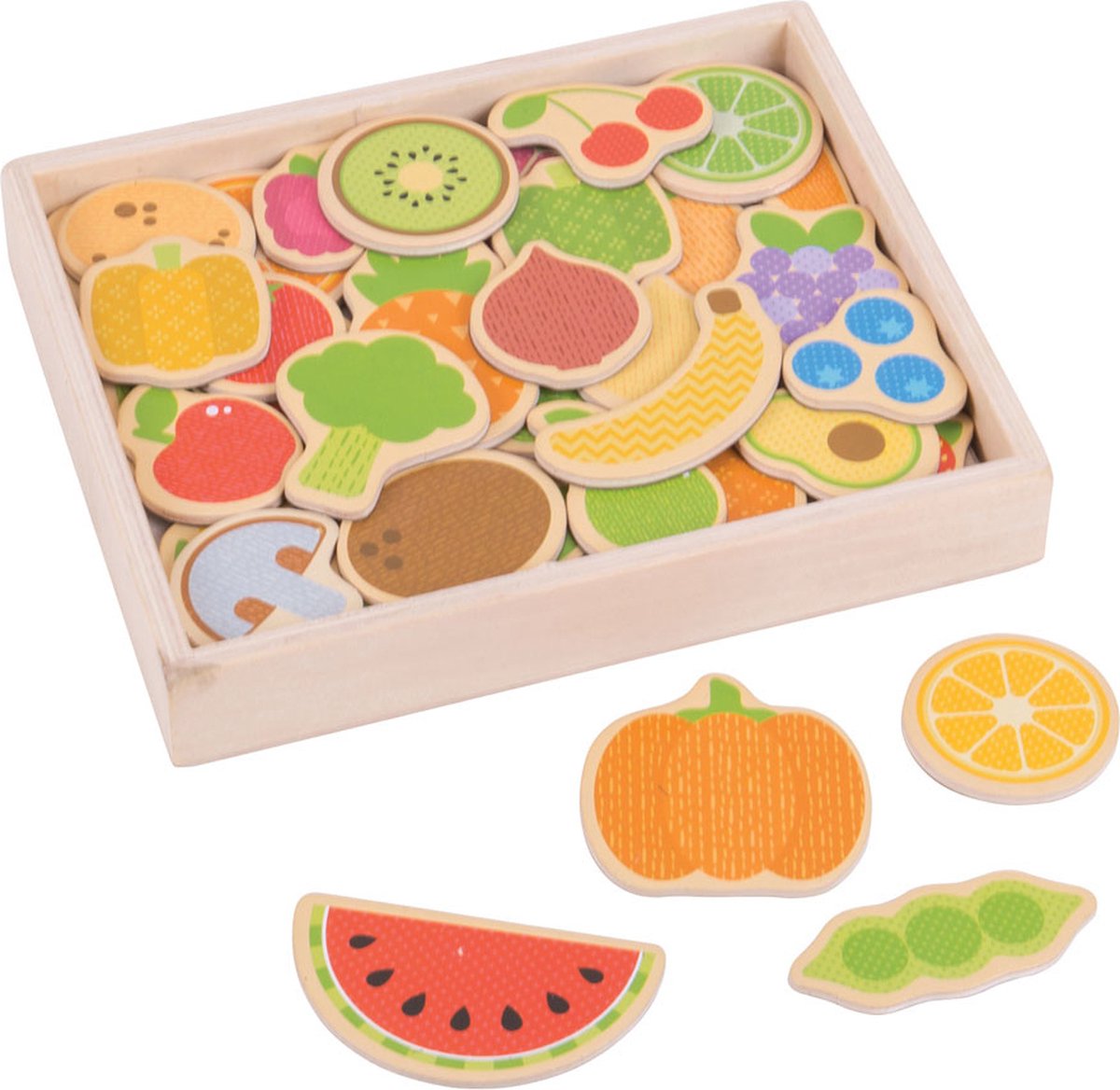 Bigjigs Maignants en bois des fruits et légumes, 35e.