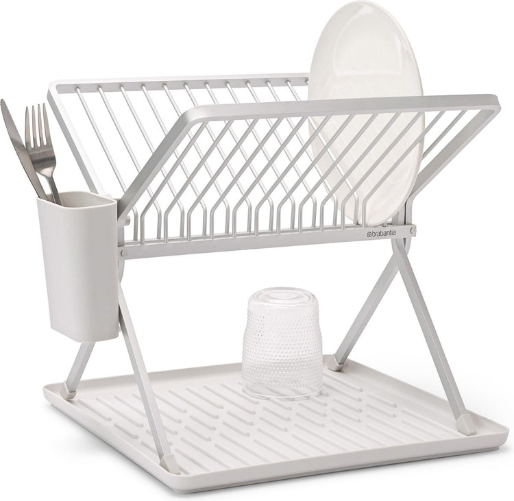 Égouttoir à vaisselle Brabantia - pliable - avec porte-couverts - compact - gris clair