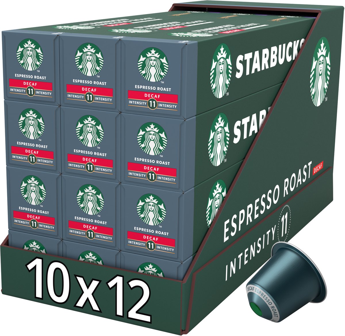 Starbucks by Nespresso capsules expresso torréfié décaféiné - 10 tasses à café x 12 boîtes