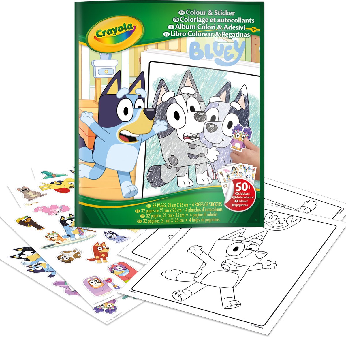 Crayola - livre de coloriage - livre de coloriage bleu avec autocollants - 32 pages et 4 feuilles d'autocollants
