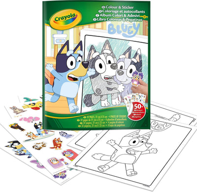 Crayola - livre de coloriage - livre de coloriage bleu avec autocollants - 32 pages et 4 feuilles d'autocollants