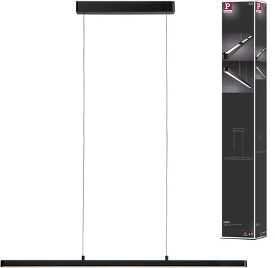 Lampe à suspension LED Paulmann lento - lampe à suspension moderne noir mat - dimmable réglable en hauteur - 42w - lumière blanc chaud (2700k) - parfaite pour le salon ou la salle à manger