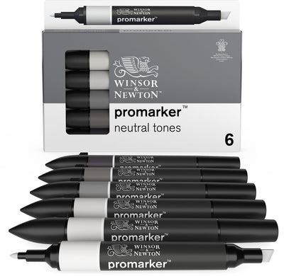 Winsor Newton 0290154 ProMarker™ Ensemble de 6 tons neutres | marqueurs de mise en page professionnels marqueurs à alcool
