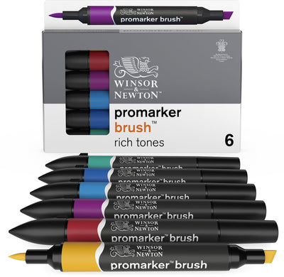 Winsor Newton 0290126 ProMarker Brush 6 tons riches | marqueurs d'alcool professionnels marqueurs de disposition
