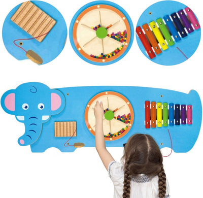 Planche d'activité Viga en bois avec éléphant, dimensions 91x32x4,6 cm, 1 pièce