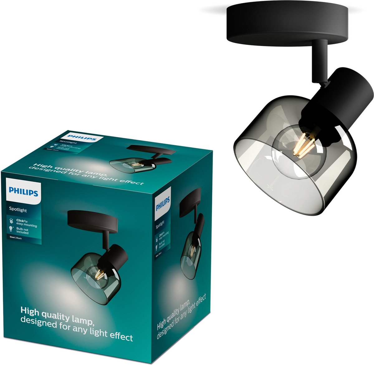 Philips LED Philips Sleet spot - spot mural - avec verre fumé - petit luminaire E14