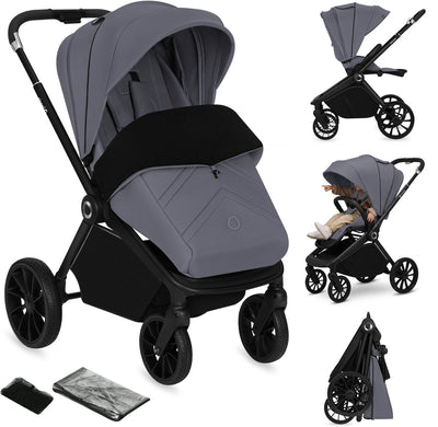 Poussette Lionelo mika plus - roues tout terrain - légère - siège réglable - capote XXL avec UPF 50+ - pliable compacte - accessoires inclus