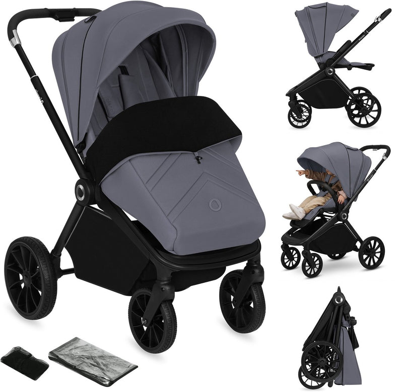 Poussette Lionelo mika plus - roues tout terrain - légère - siège réglable - capote XXL avec UPF 50+ - pliable compacte - accessoires inclus
