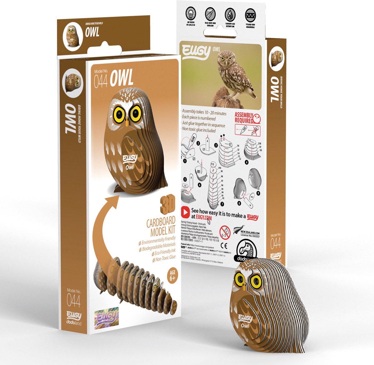 Eugy Puzzle 3D - chouette - oiseaux - durable - collectionnez-les tous - 6 ans