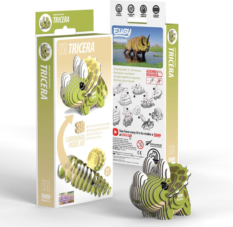 Puzzle 3D Eugy - tricératops - préhistoire - durable - collectionnez-les tous - 6 ans