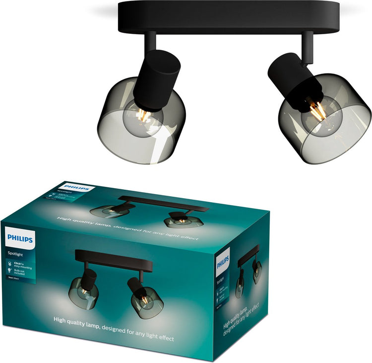 Philips LED Philips Sleet spot - spot de plafond avec deux points lumineux - avec verre fumé - petit luminaire E14