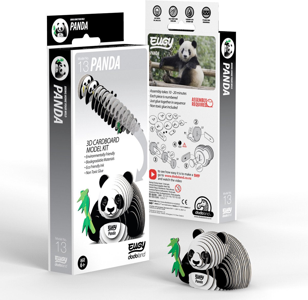 Puzzle 3D Eugy - panda - animaux sauvages - durable - collectionnez-les tous - 6 ans