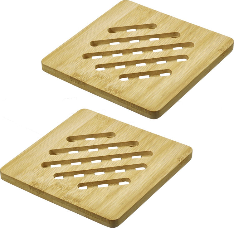 Westmark dessous de verre tapas + friends - dessous de verre carrés pour protéger la table des rayures et des brûlures, idéal pour la table à manger - bambou, 17 x 17 cm, 2 pièces