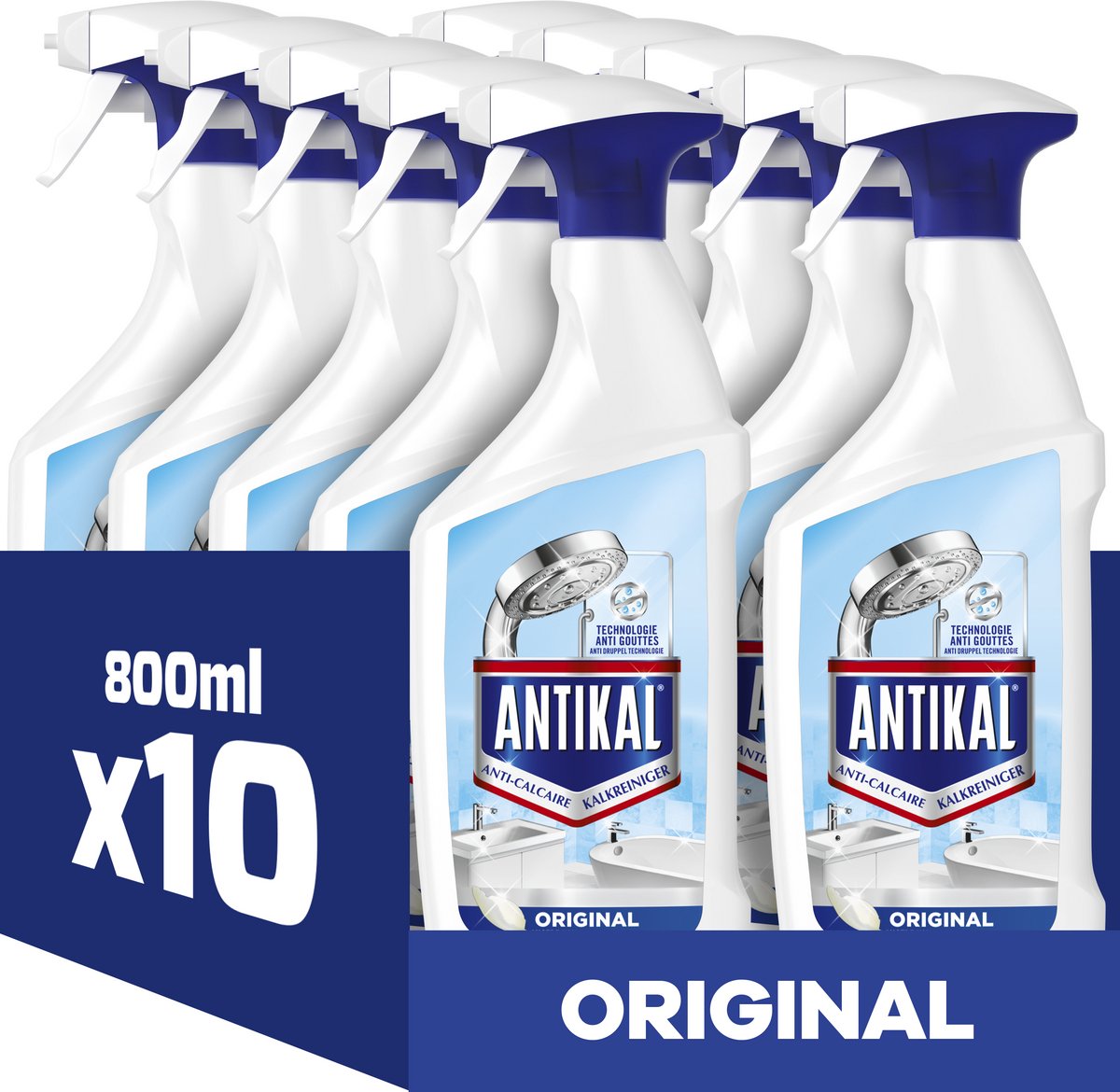 Spray original Antikal viakal - pour éliminer jusqu'à 100% du calcaire - 10 x 800 ml