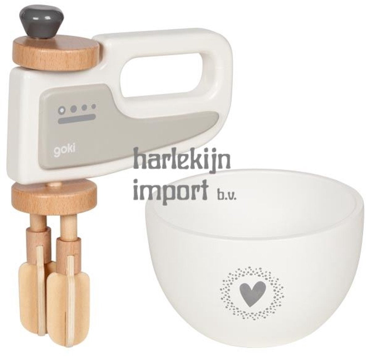 Baucheur à main en bois Goki avec bol, 2LDG.