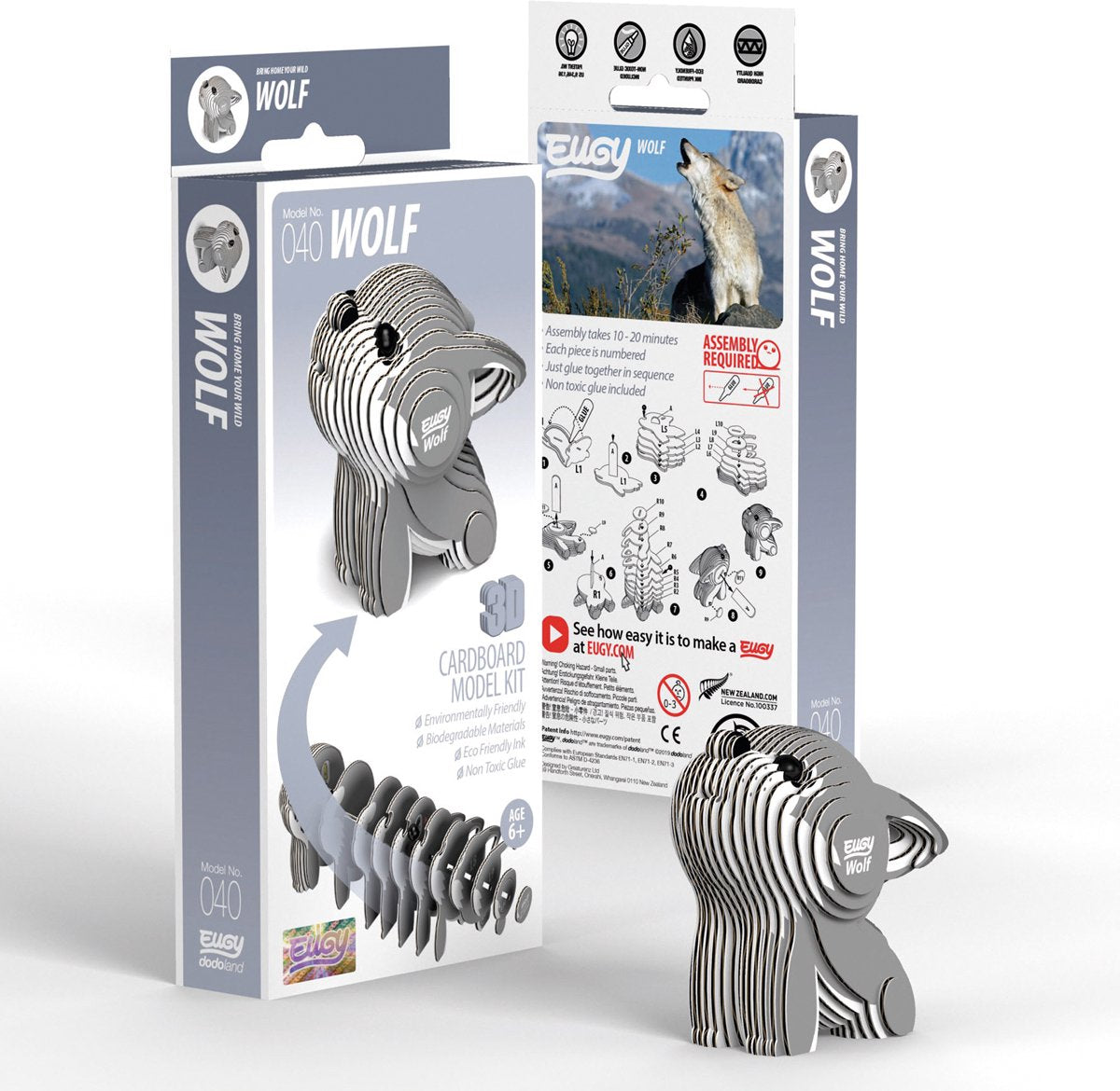 Puzzle 3D Eugy - loup - animaux sauvages - durable - collectionnez-les tous - 6 ans