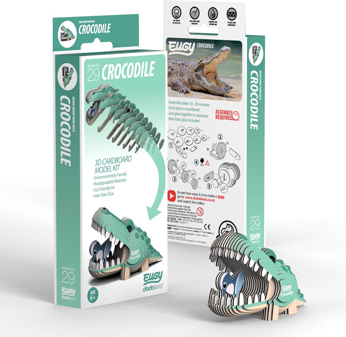 Puzzle 3D Eugy - crocodile - animaux sauvages - durable - collectionnez-les tous - 6 ans