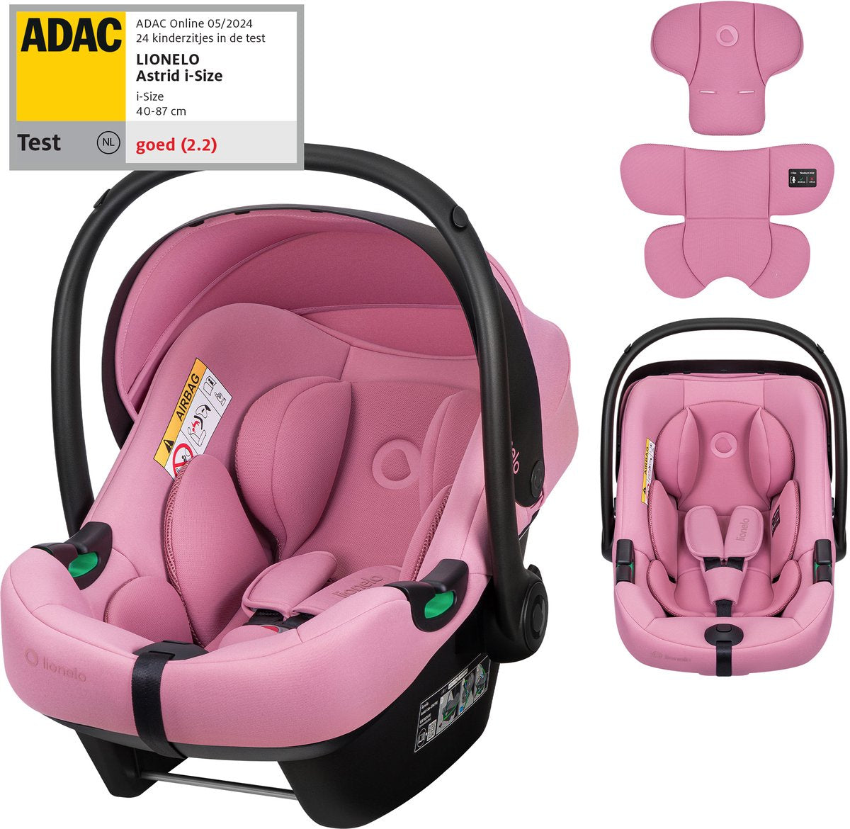Siège auto Lionelo Astrid i-size – adac 5 étoiles – 40-87 cm – rwf – mousse à mémoire de forme – appui-tête réglable (7 cm) – ceintures holmbergs – compatible avec poussette à base isofix – norme i-size – light safe
