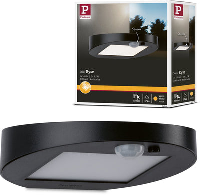 Applique murale LED solaire Paulmann pour détecteur de mouvement extérieur Ryse ip44 3000k 30lm anthracite