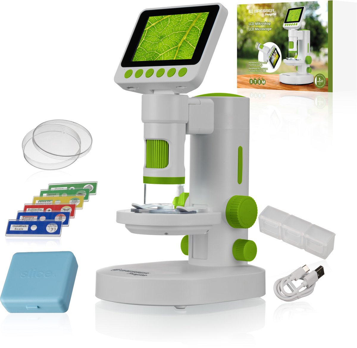 Bresser jeune - microscope LCD - microscope à main amovible - grossissement optique et numérique