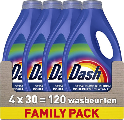 Lessive liquide Dash washing power - couleurs brillantes - 4 x 30 lavages