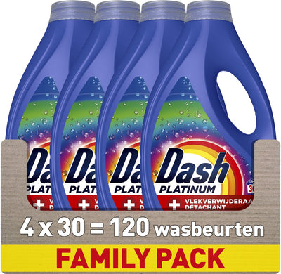 Lessive liquide Dash + détachant supplémentaire pour couleurs - 4 x 30 lavages