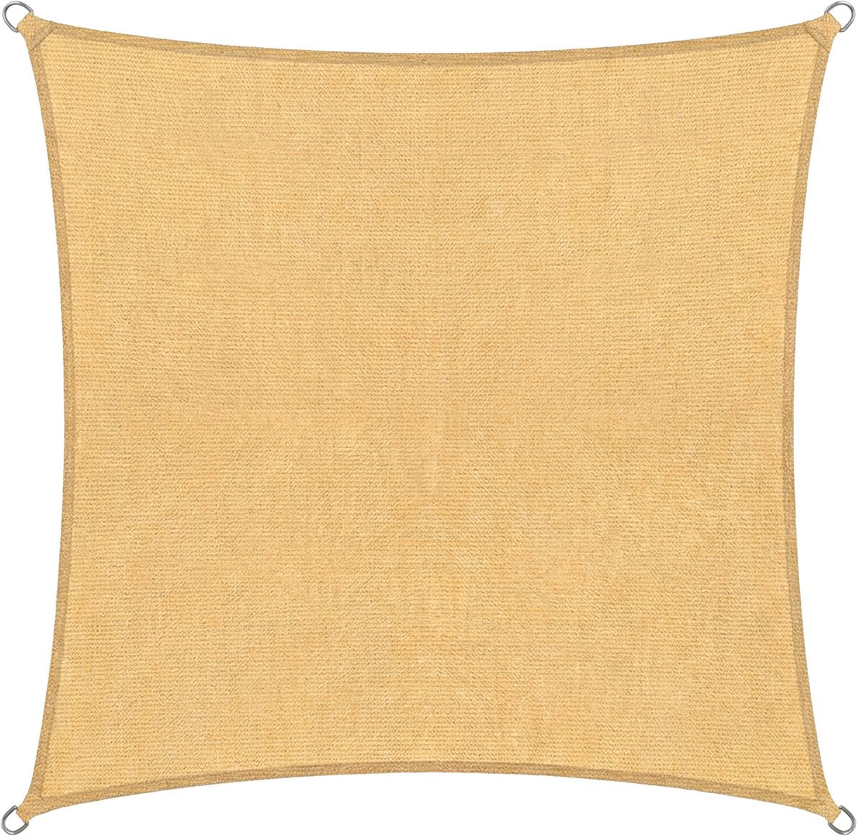 Toile d'ombrage Abbey Camp - HDPE - 4 x 4 m - sable - toile d'ombrage - anneaux en acier inoxydable - darwin-400