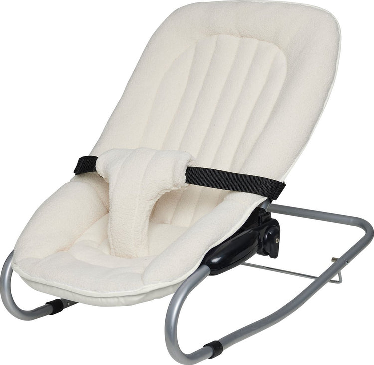 Fauteuil à bascule transat Koelstra lux - teddy écru - 5 positions réglables - avec réducteur d'assise