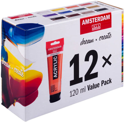 Royal taals royal-talens amsterdam - set de peinture acrylique - 12 couleurs - 120 ml