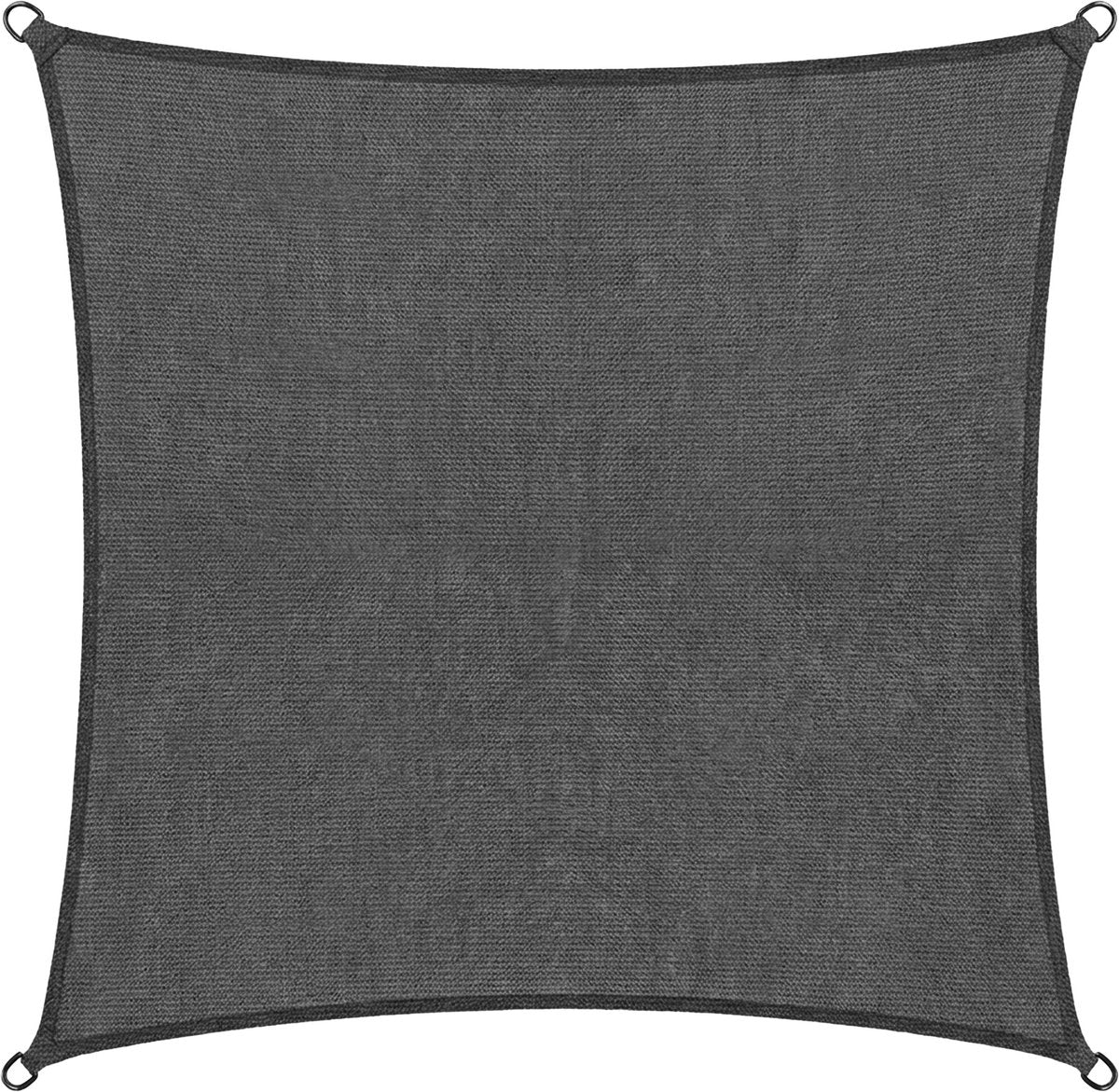Toile d'ombrage Abbey Camp - HDPE - 4 x 4 m - gris - toile d'ombrage - anneaux en acier inoxydable - darwin-400